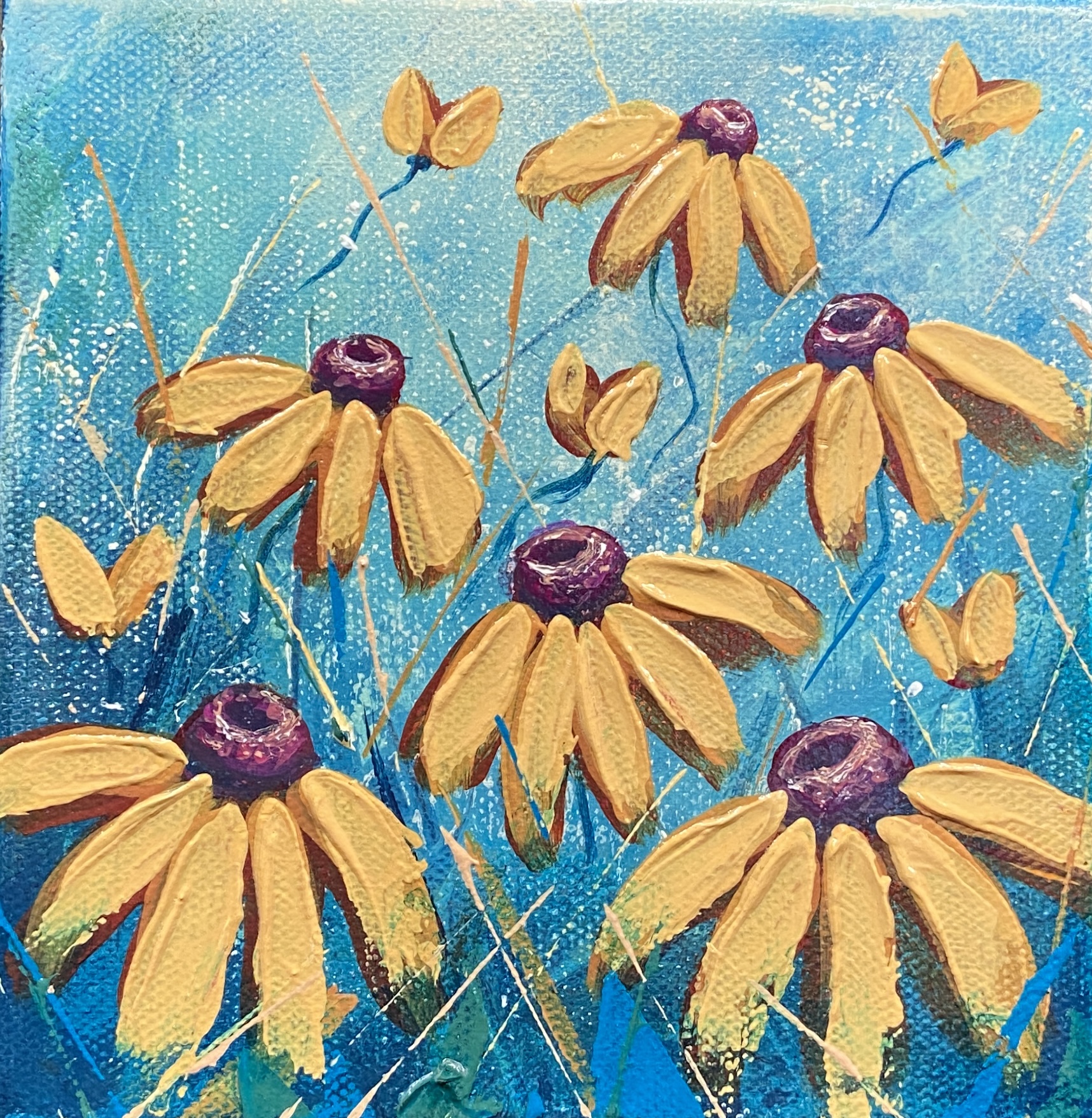 love – yellow daisies 6×6
