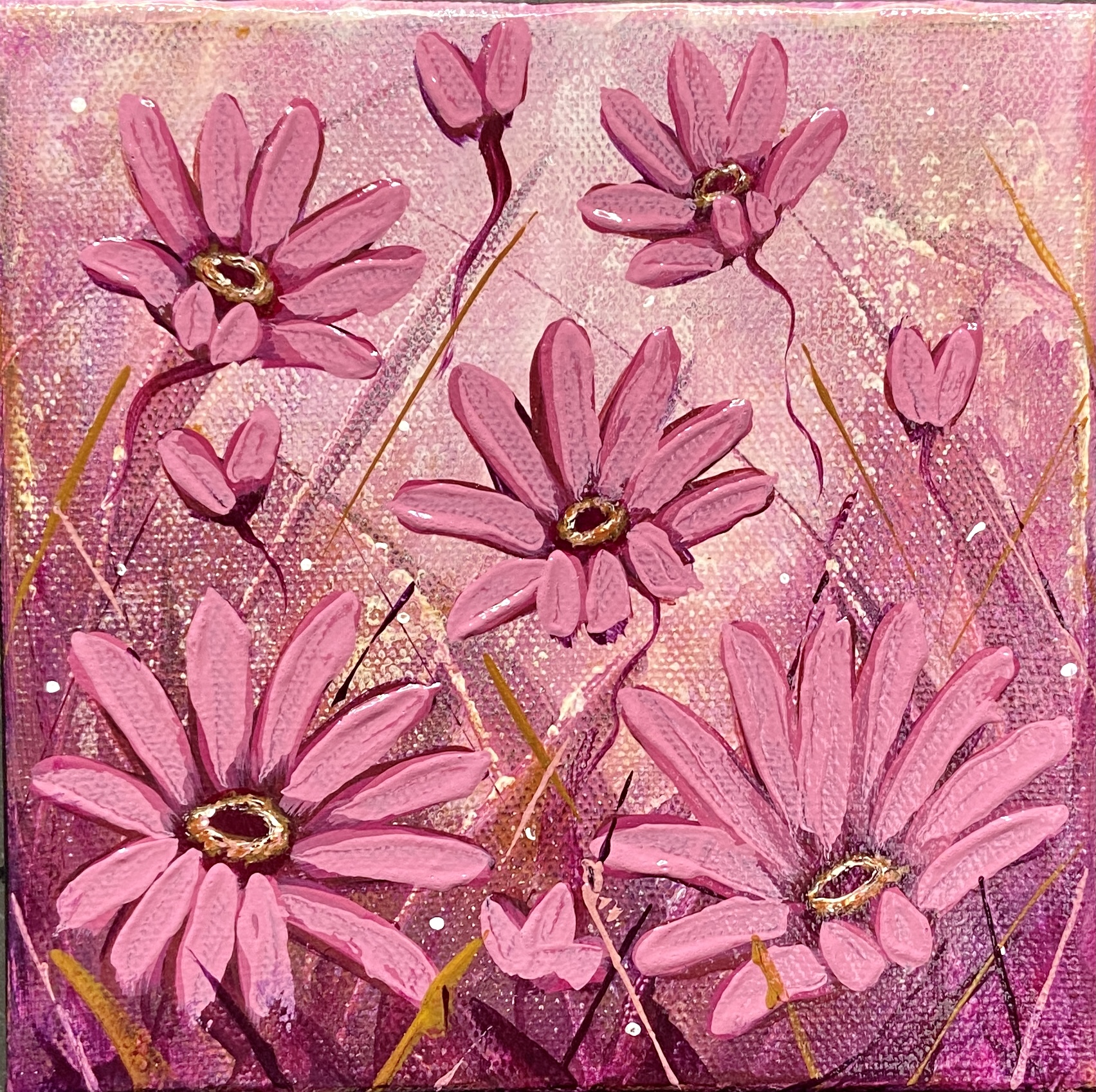 peace – pink daisies 6×6