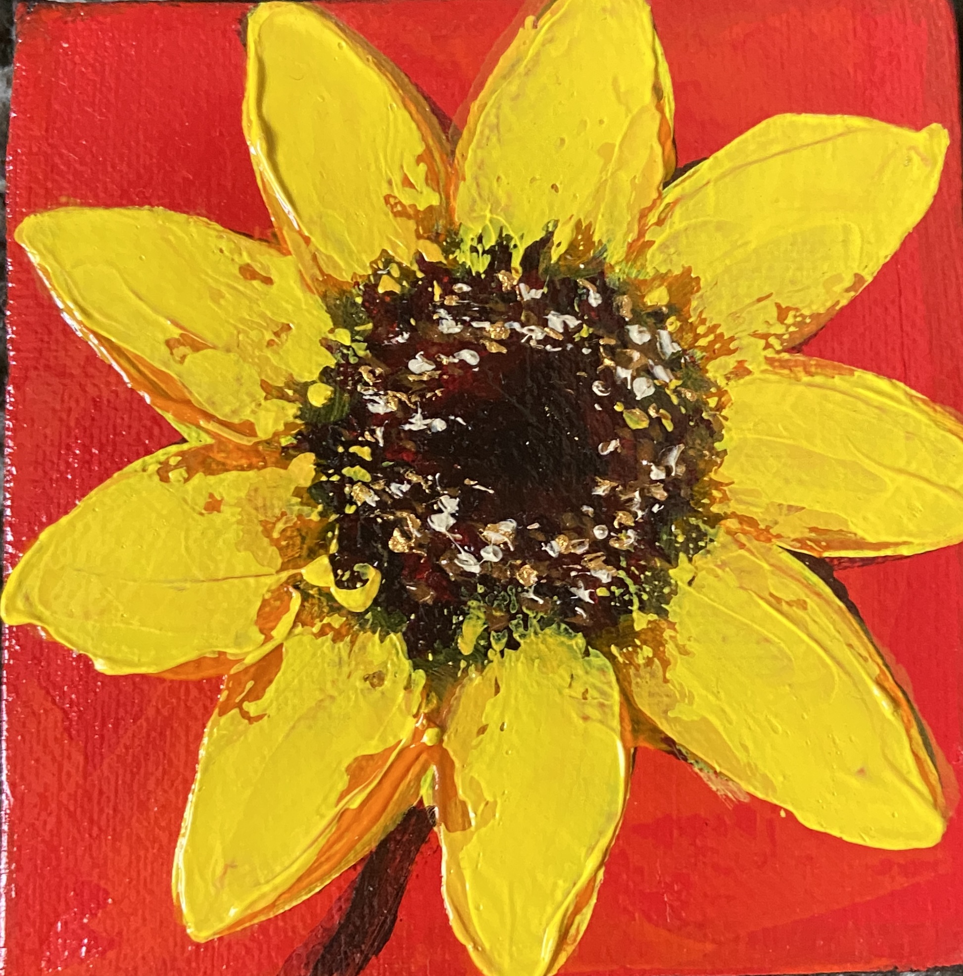 my happy Sunflower – 4×4 oil